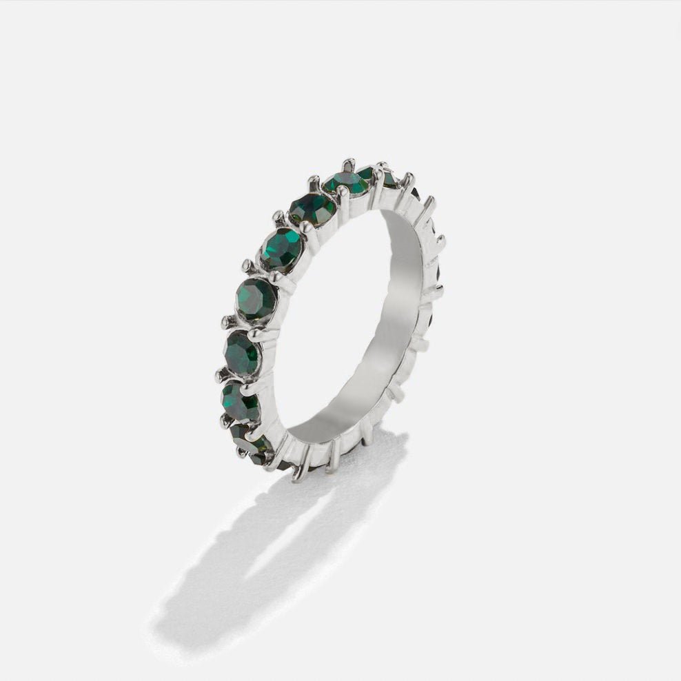 Emerald Beauty Zilveren Kristallen Ring