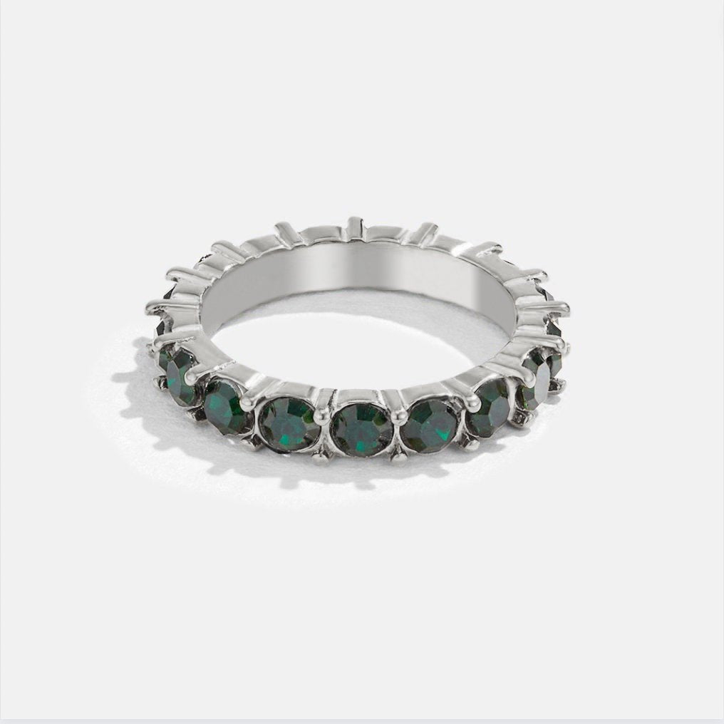 Emerald Beauty Zilveren Kristallen Ring