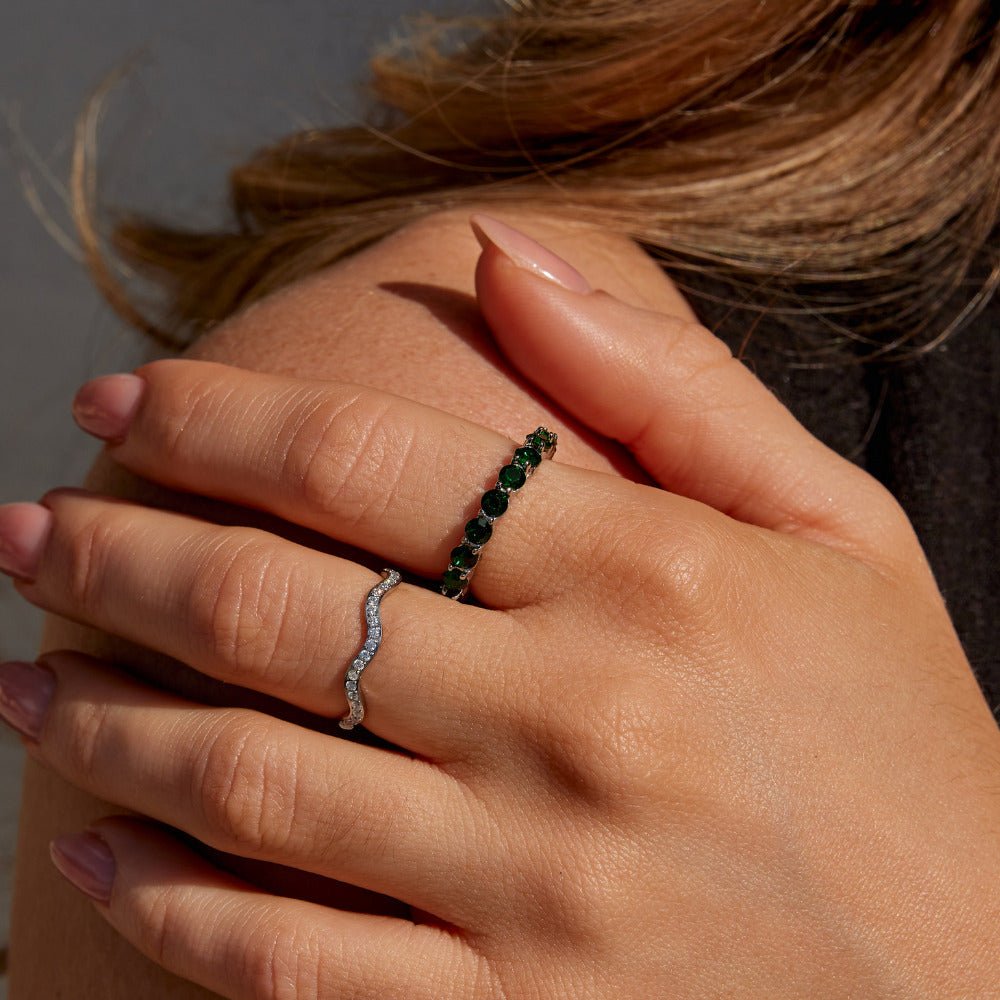 Emerald Beauty Zilveren Kristallen Ring