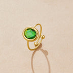 Emerald Green Kristallen Gouden Ring