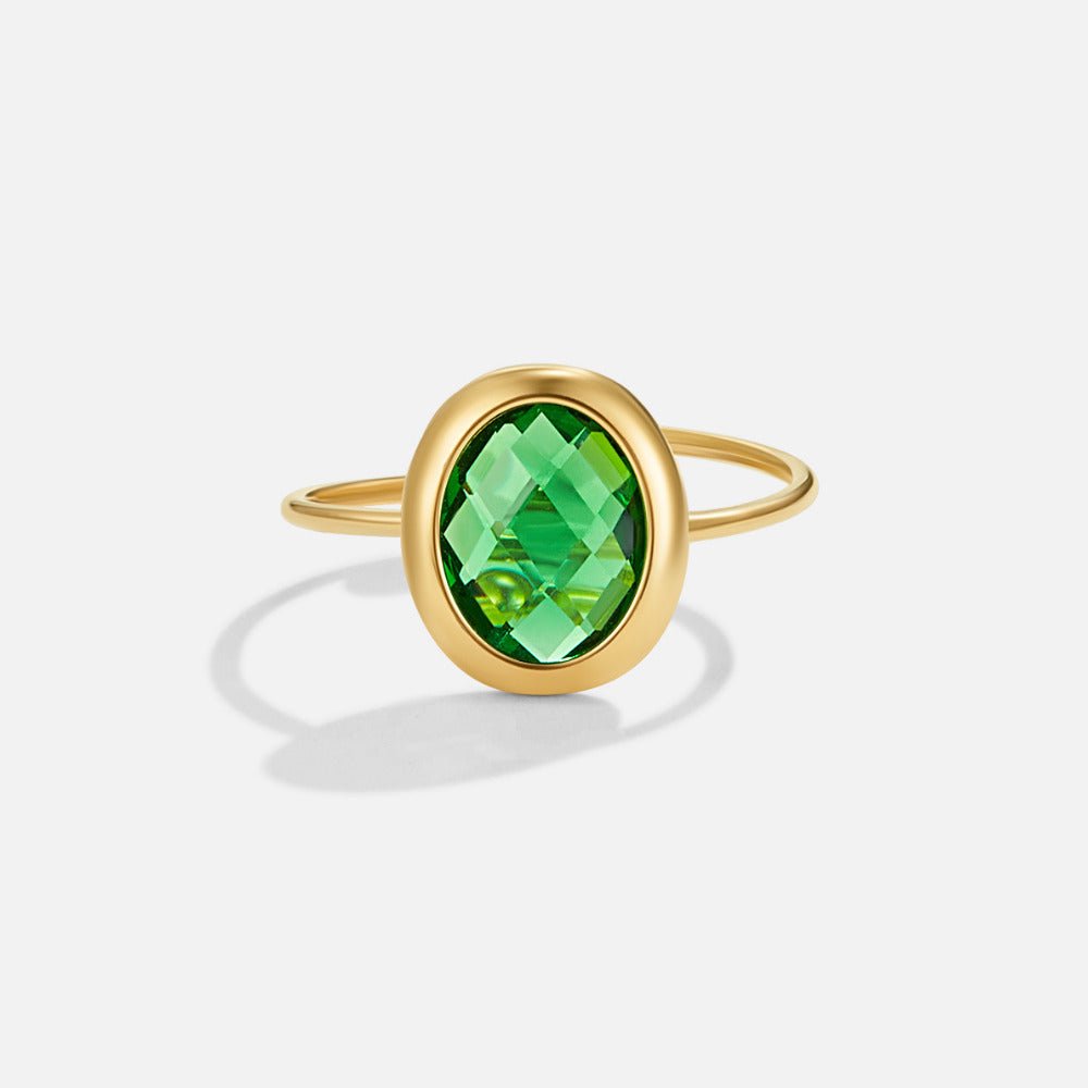 Emerald Green Kristallen Gouden Ring Hoofdafbeelding
