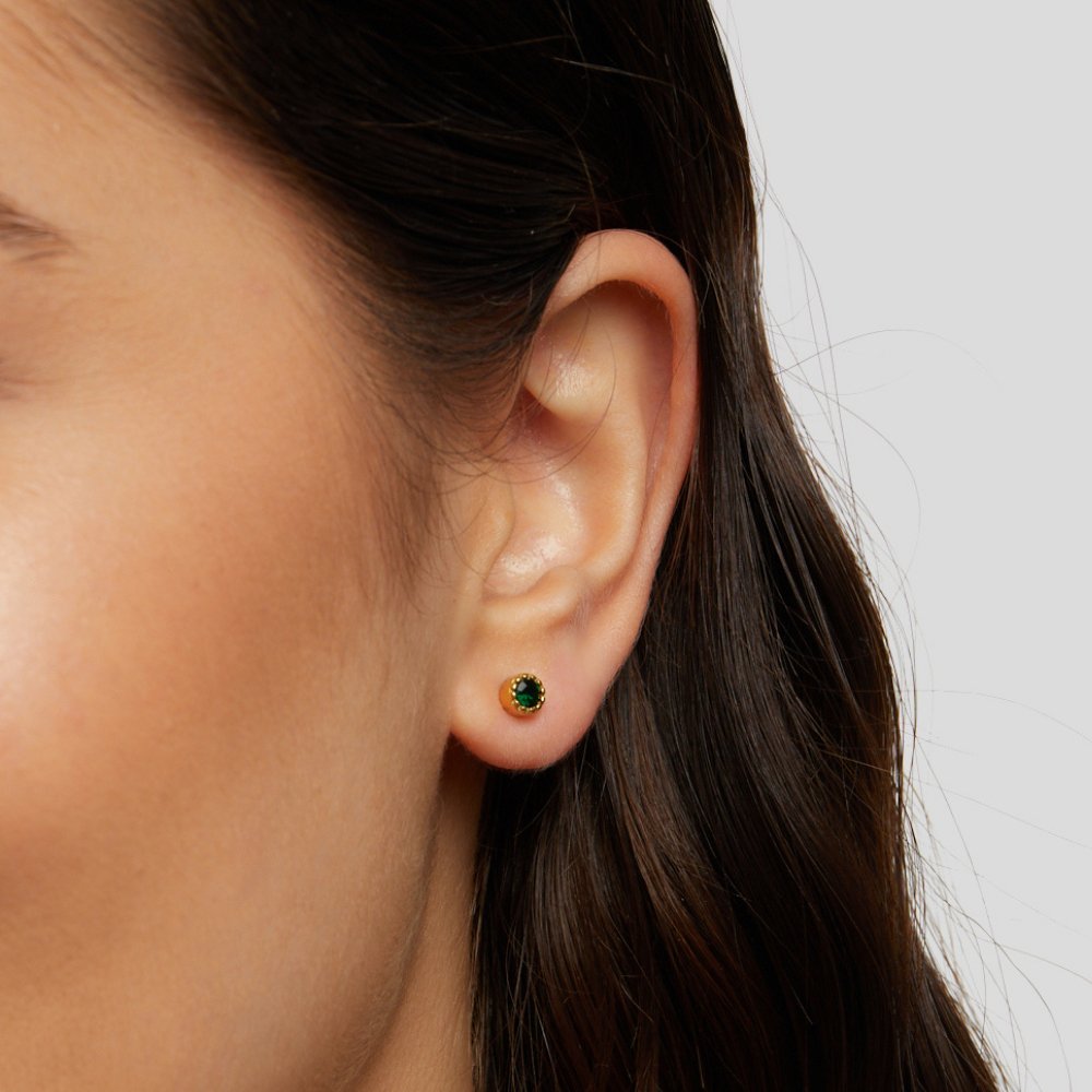 Emerald Green Knopjes Oorbellen Secundaire afbeelding