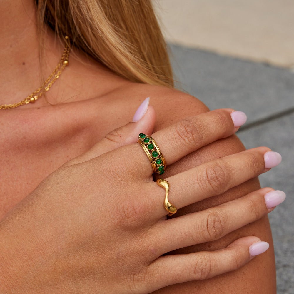 Emerald Stone Kristallen Ring Secundaire afbeelding