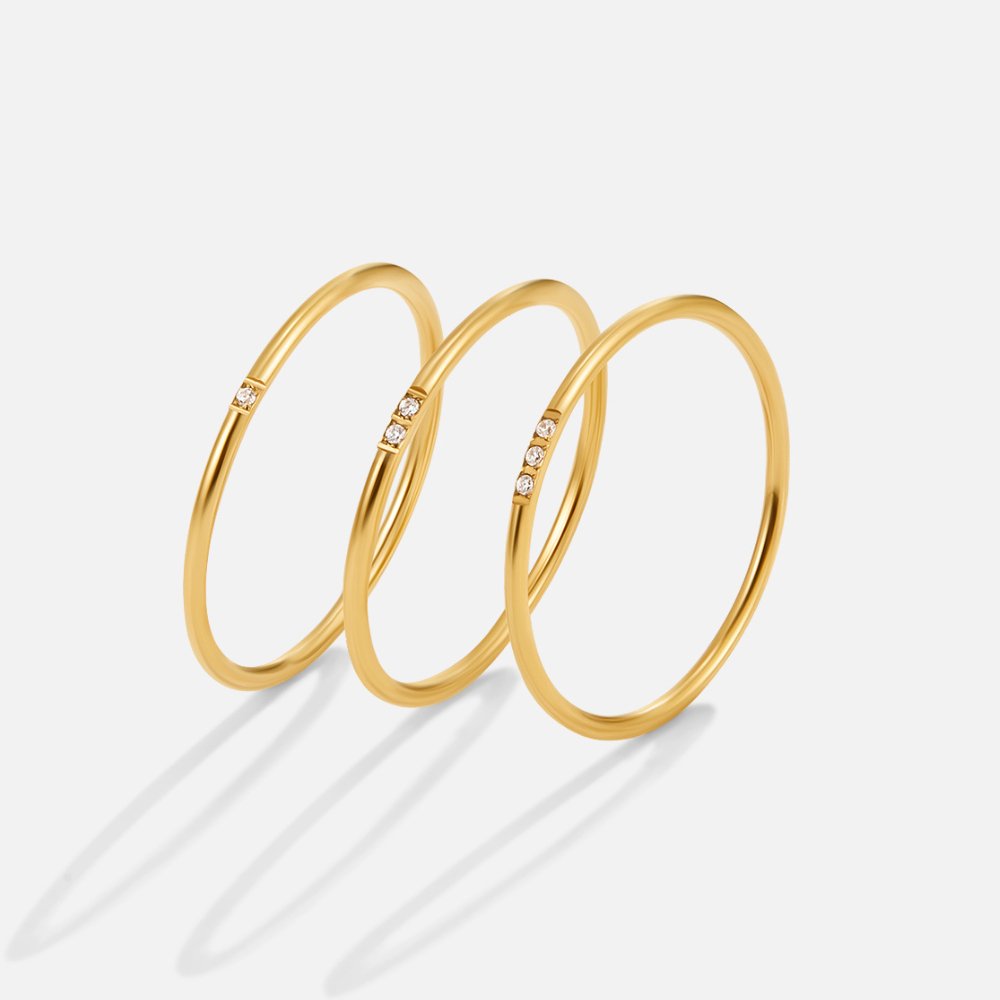 Eula Gouden & Kristallen Band Ring Set Hoofdafbeelding