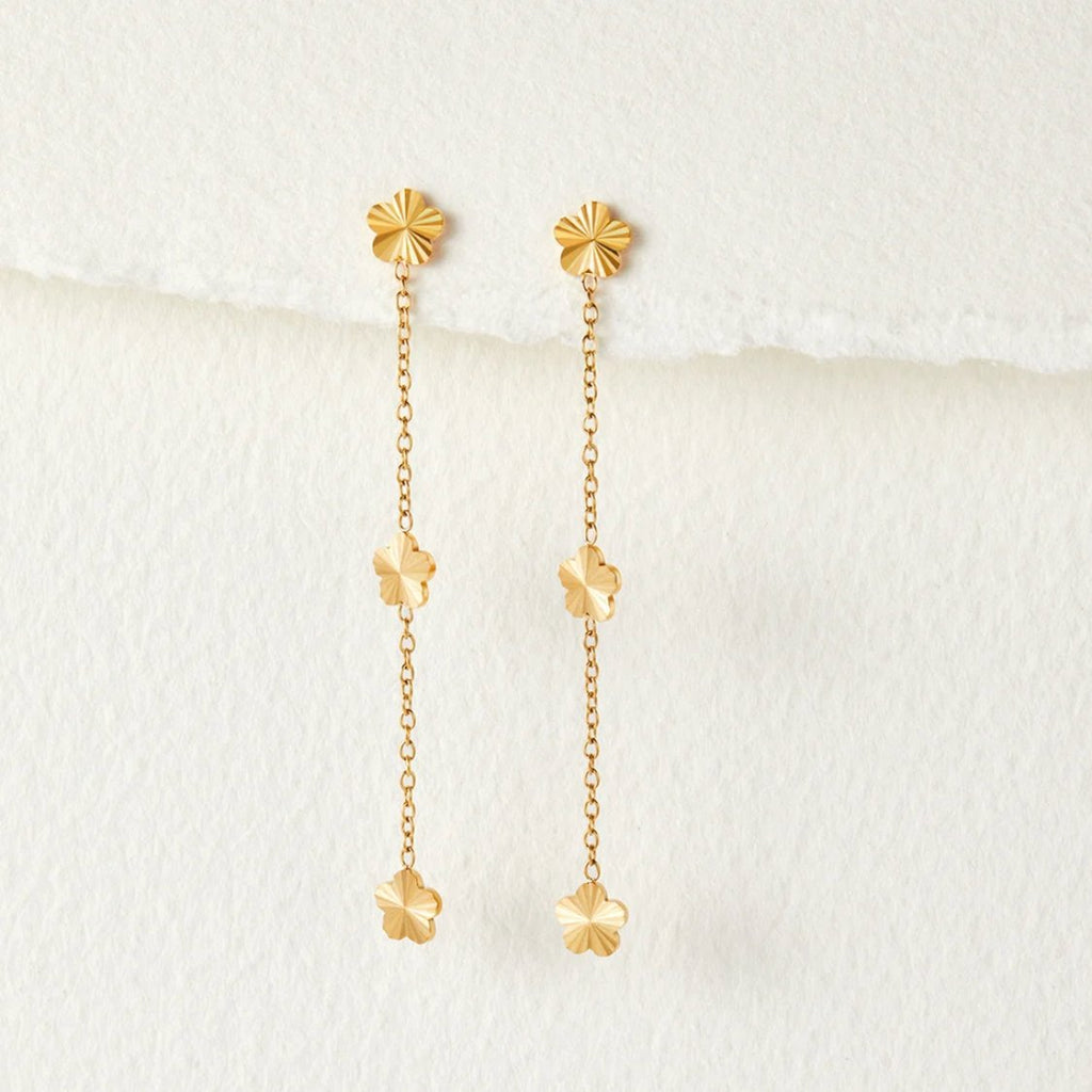 Gouden Flower Power Petal Drop Oorbellen