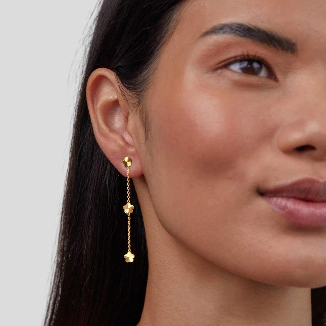 Gouden Flower Power Petal Drop Oorbellen Secundaire afbeelding