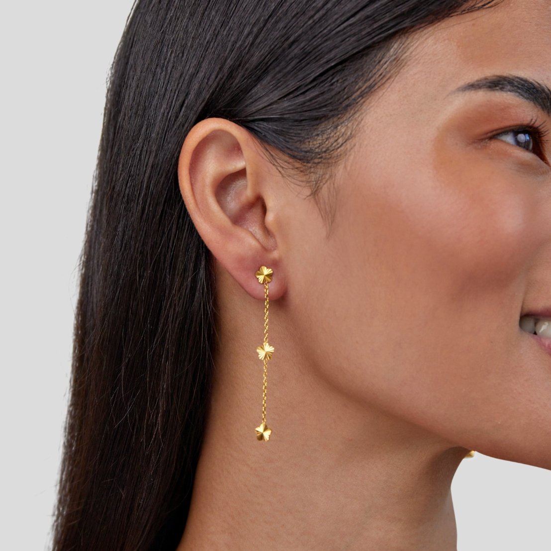 Gouden Flower Power Petal Drop Oorbellen