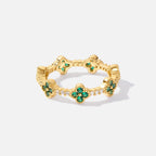 Gouden Four Leaf Clover Kristallen Ring
