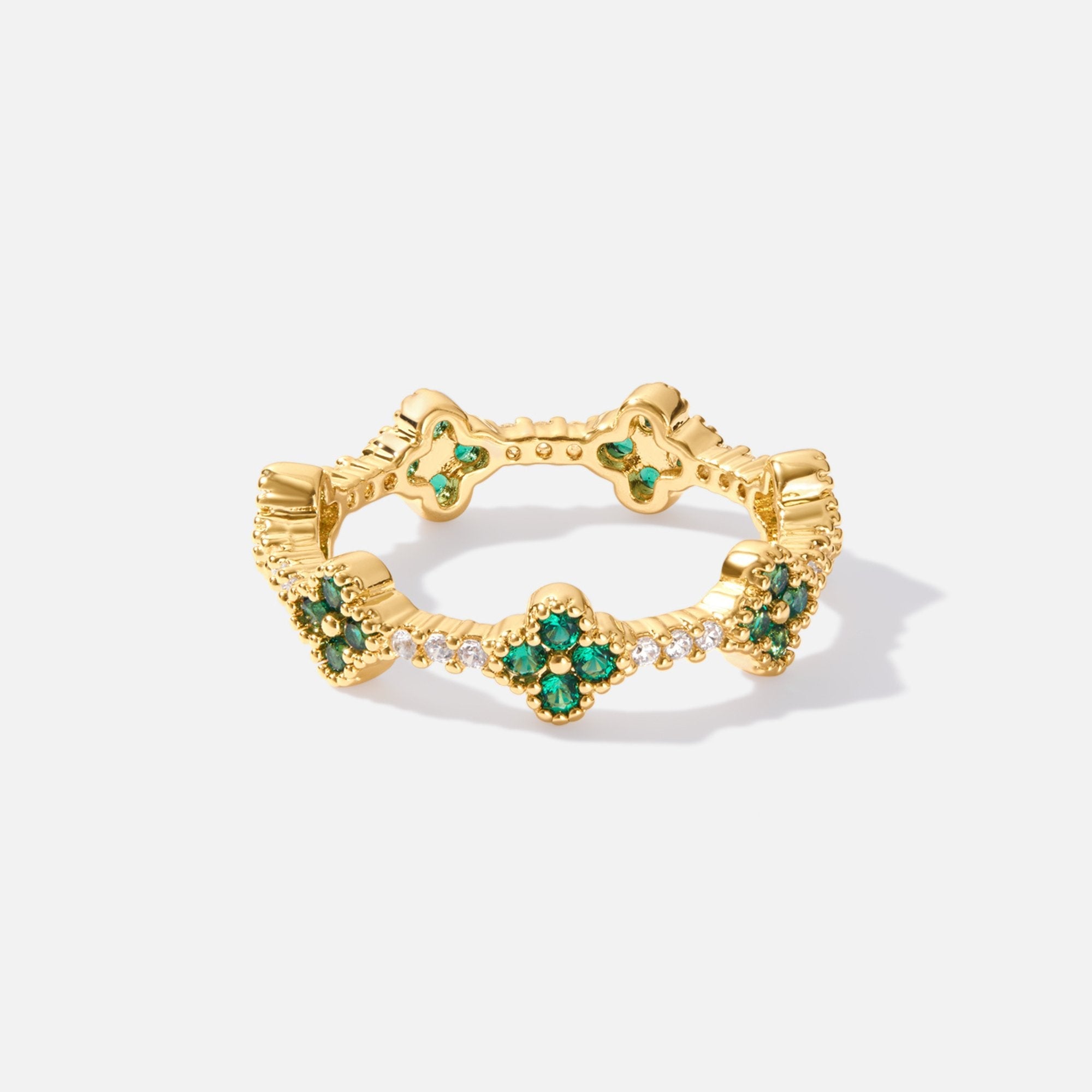 Gouden Four Leaf Clover Kristallen Ring