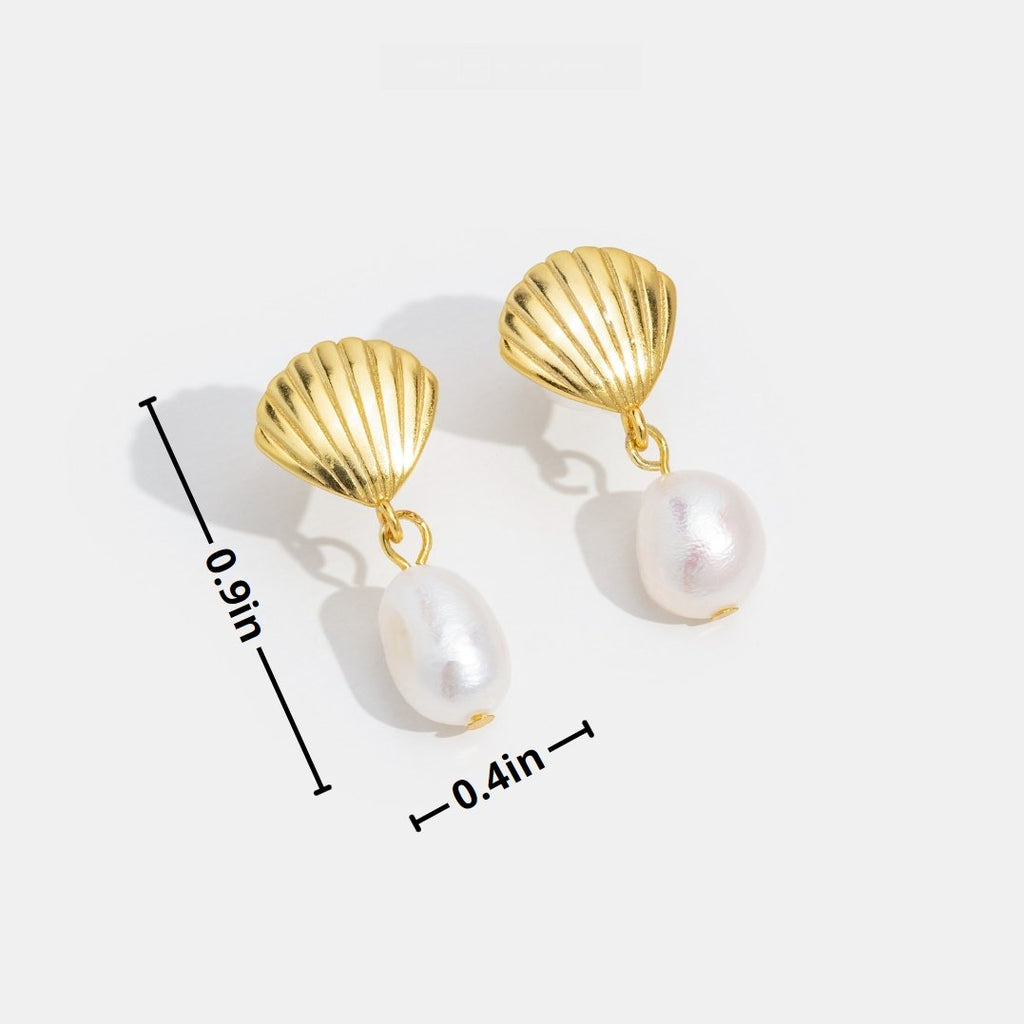 Gouden Freshwater Parel & Shell Oorbellen