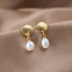 Gouden Freshwater Parel & Shell Oorbellen