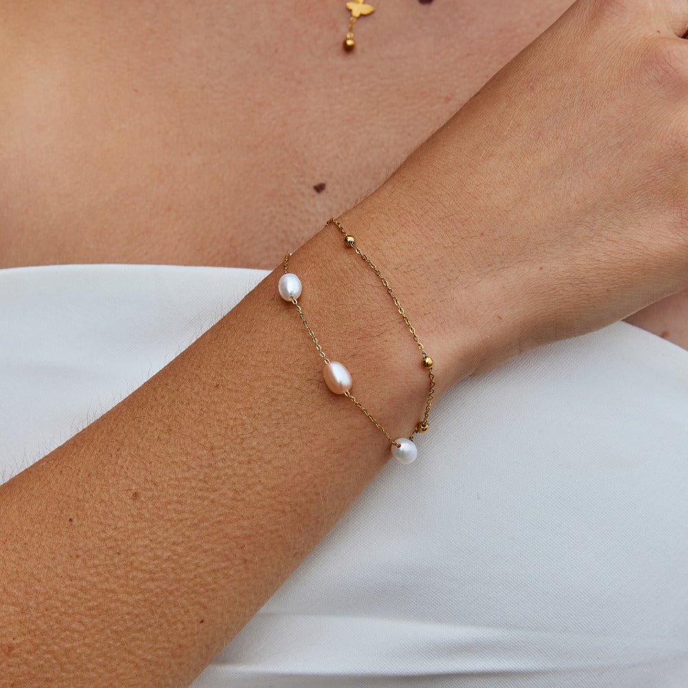 Gouden Freshwater Parel Gelaagde Armband