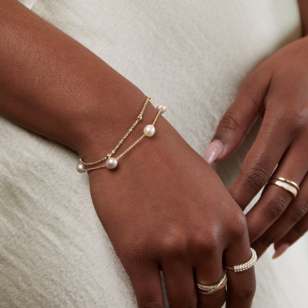 Gouden Freshwater Parel Gelaagde Armband