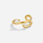 Geometrische Gouden & Parel Ring