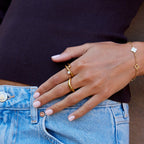 Geometrische Gouden & Parel Ring