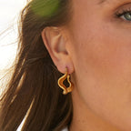 Geometrische Wave Gouden Ronde Oorbellen