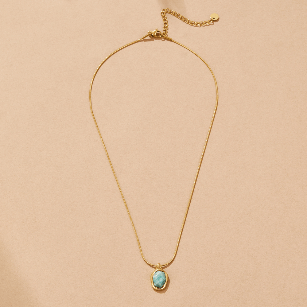 Gouden Aquamarine Hanger Ketting