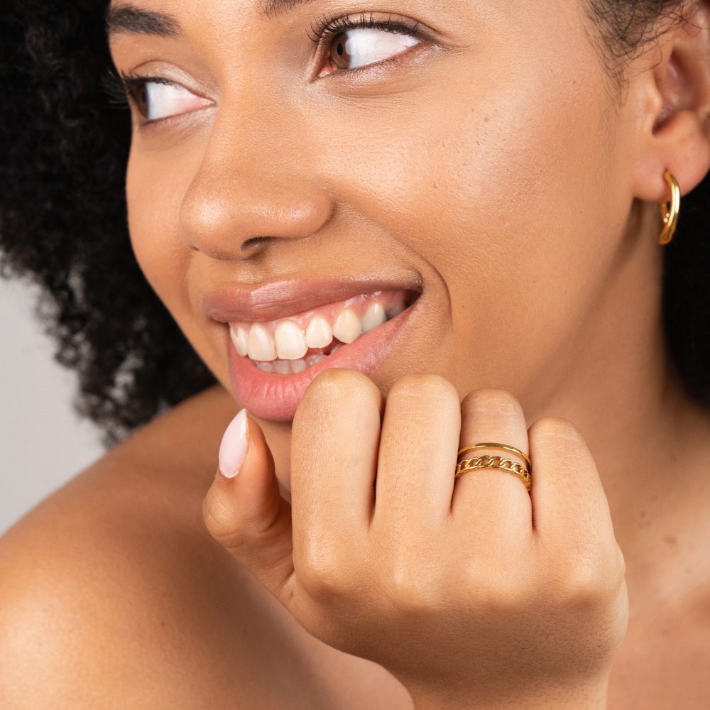 Gouden Ketting Gelaagde Ring