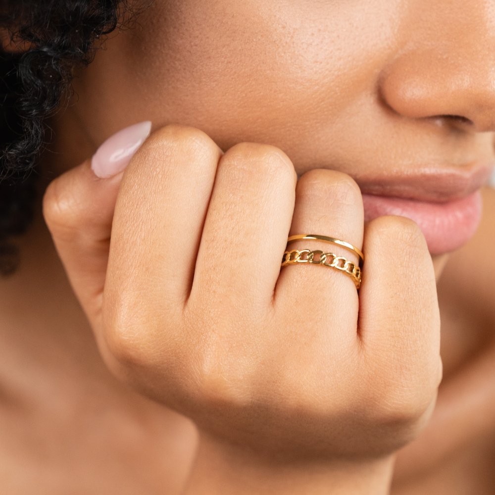 Gouden Ketting Gelaagde Ring