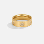 Gouden Kristallen Klavertjes Ring