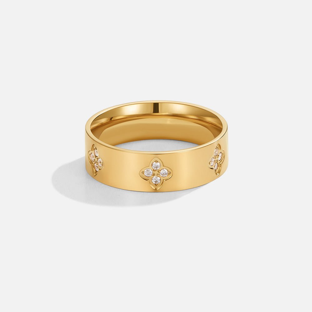 Gouden Kristallen Klavertjes Ring