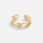 Gouden & Kristallen Honeycomb Ring