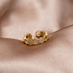 Gouden & Kristallen Honeycomb Ring