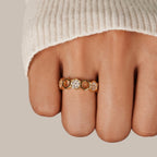 Gouden & Kristallen Honeycomb Ring