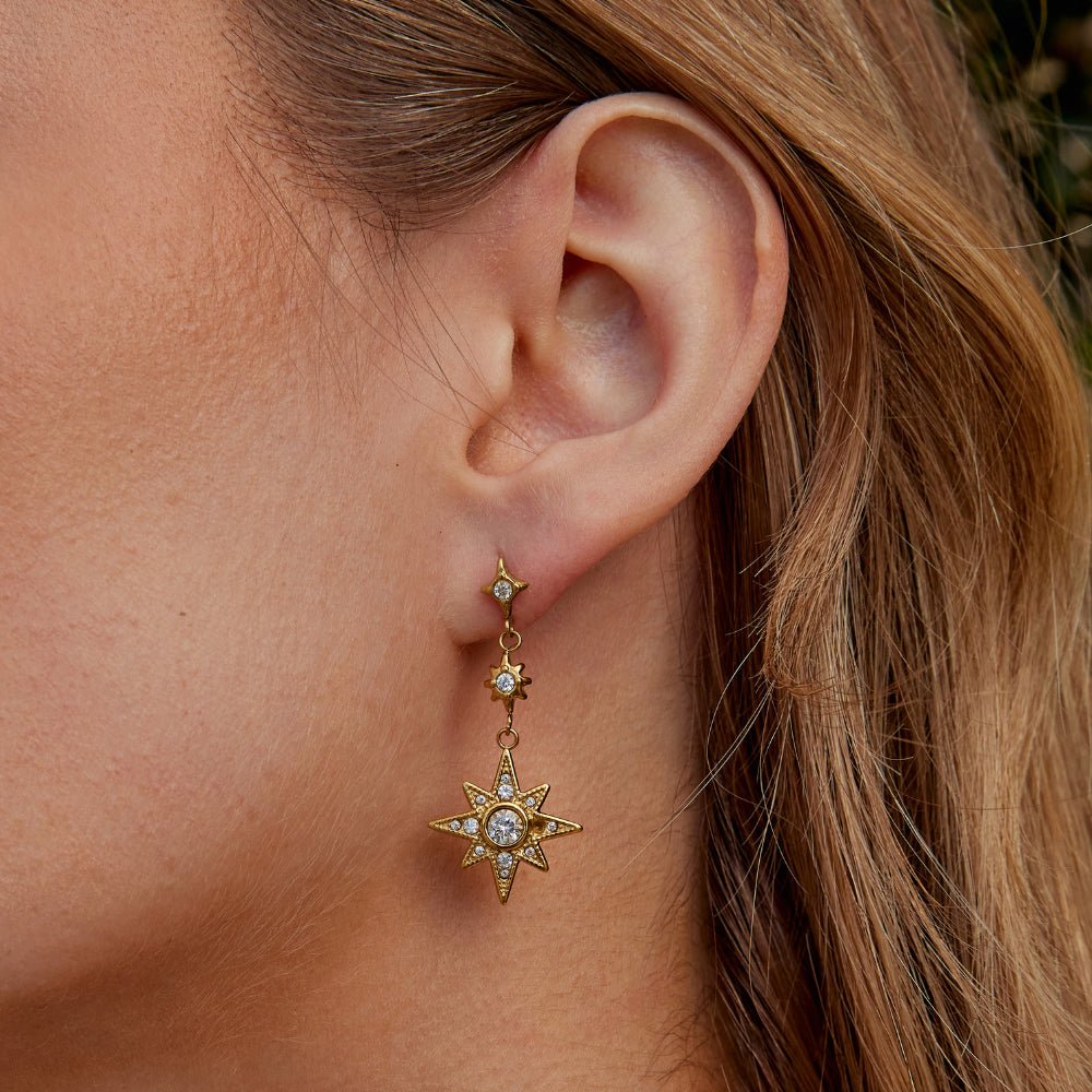 Gouden Kristallen Moon & Star Oorbellen Secundaire afbeelding