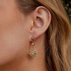 Gouden Kristallen Moon & Star Oorbellen