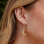 Gouden Kristallen Moon & Star Oorbellen