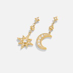 Gouden Kristallen Moon & Star Oorbellen