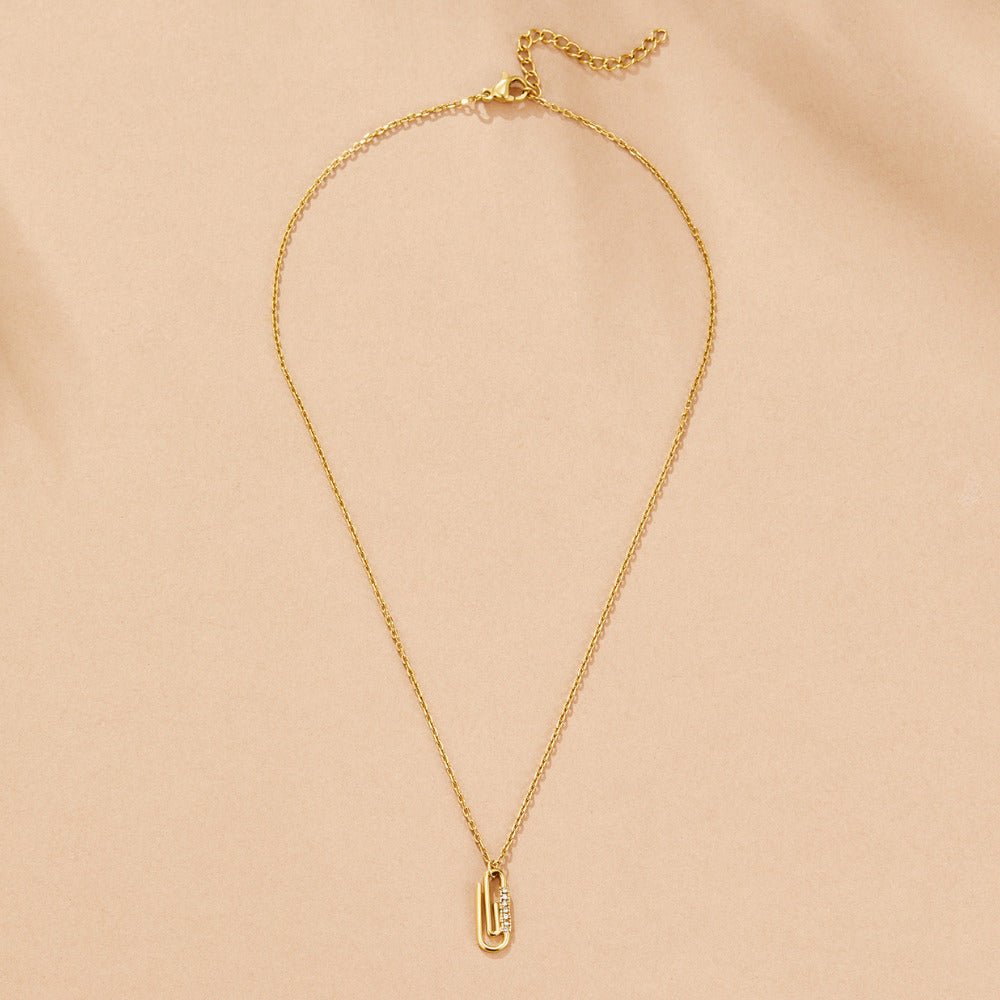 Gouden Kristallen Paperclip Hanger Ketting