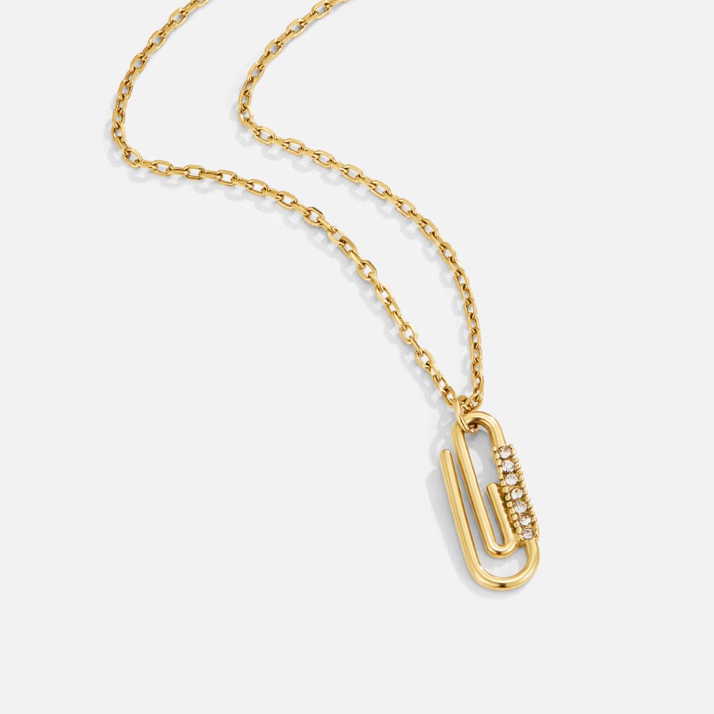 Gouden Kristallen Paperclip Hanger Ketting