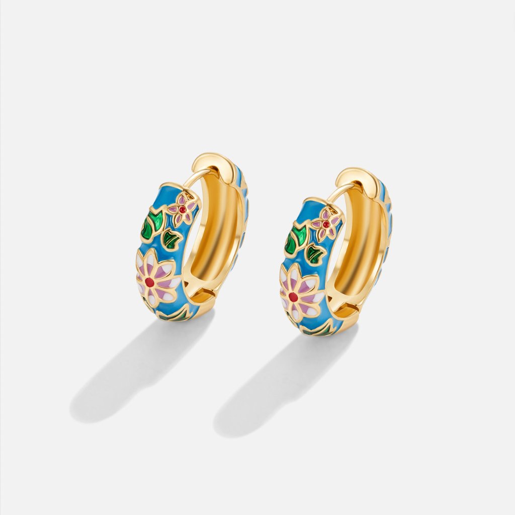 Gouden Ronde Flower Oorbellen Hoofdafbeelding