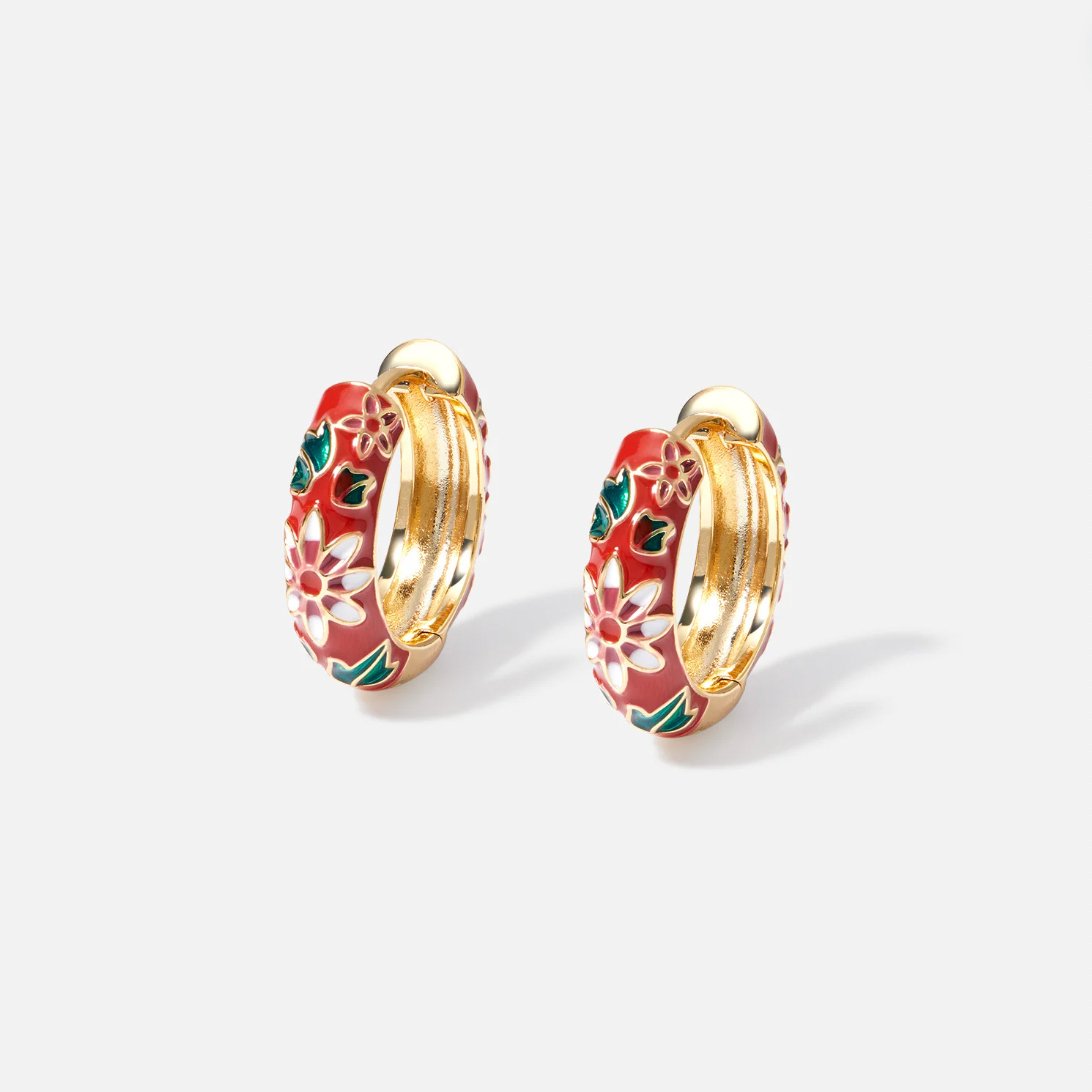 Gouden Ronde Flower Oorbellen Hoofdafbeelding