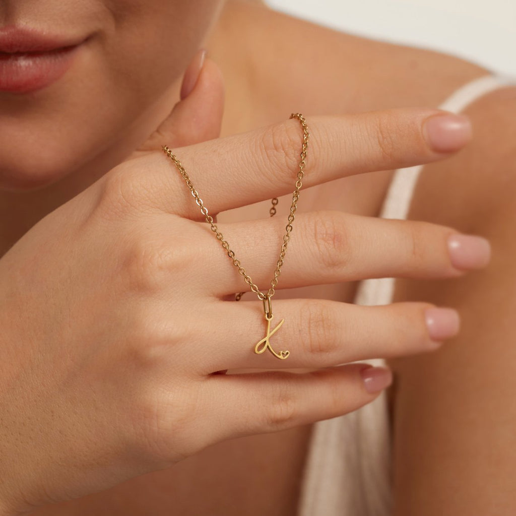 Gouden Letter & Hartje Ketting