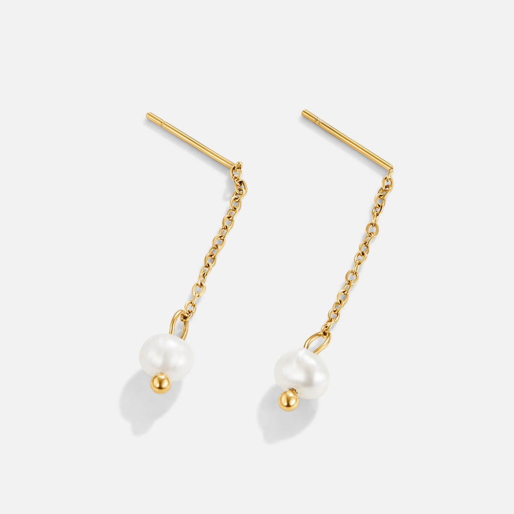 Gouden Maria Parel Drop Oorbellen