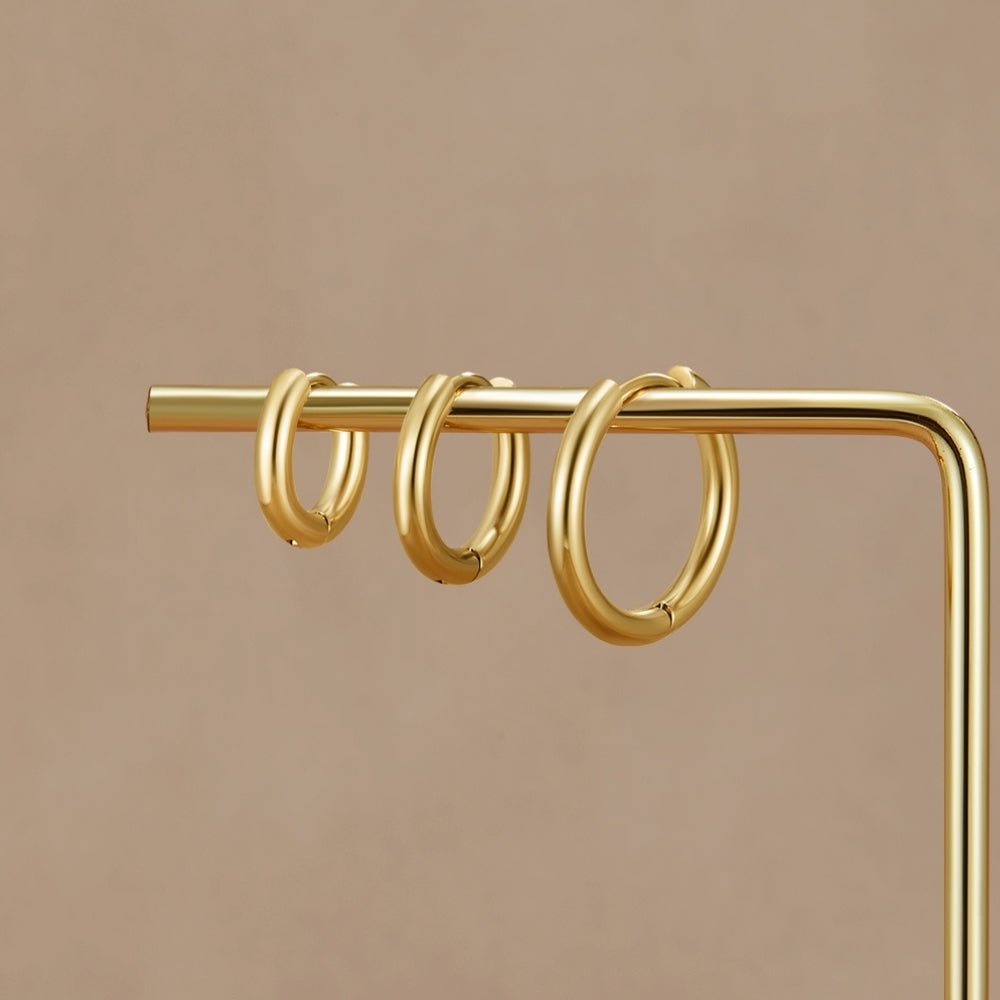 Gouden Trio Mini Ronde Oorbellen Set