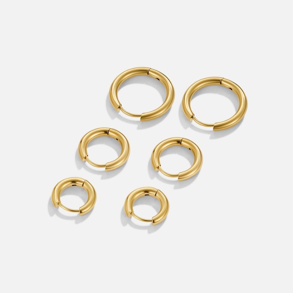 Gouden Trio Mini Ronde Oorbellen Set Hoofdafbeelding