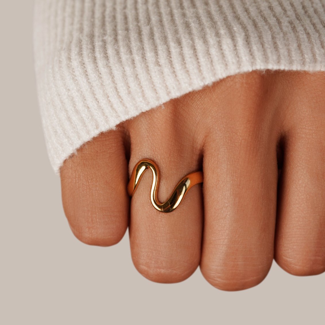 Gouden Wave Ring Secundaire afbeelding