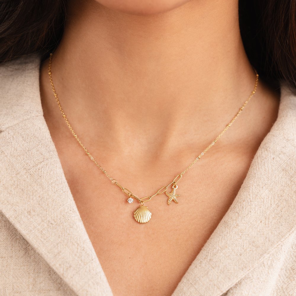 Gouden Seashell & Starfish Ketting