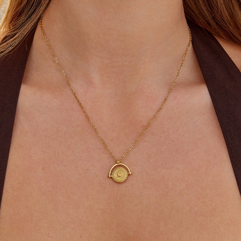Gouden Sun Coin Ketting