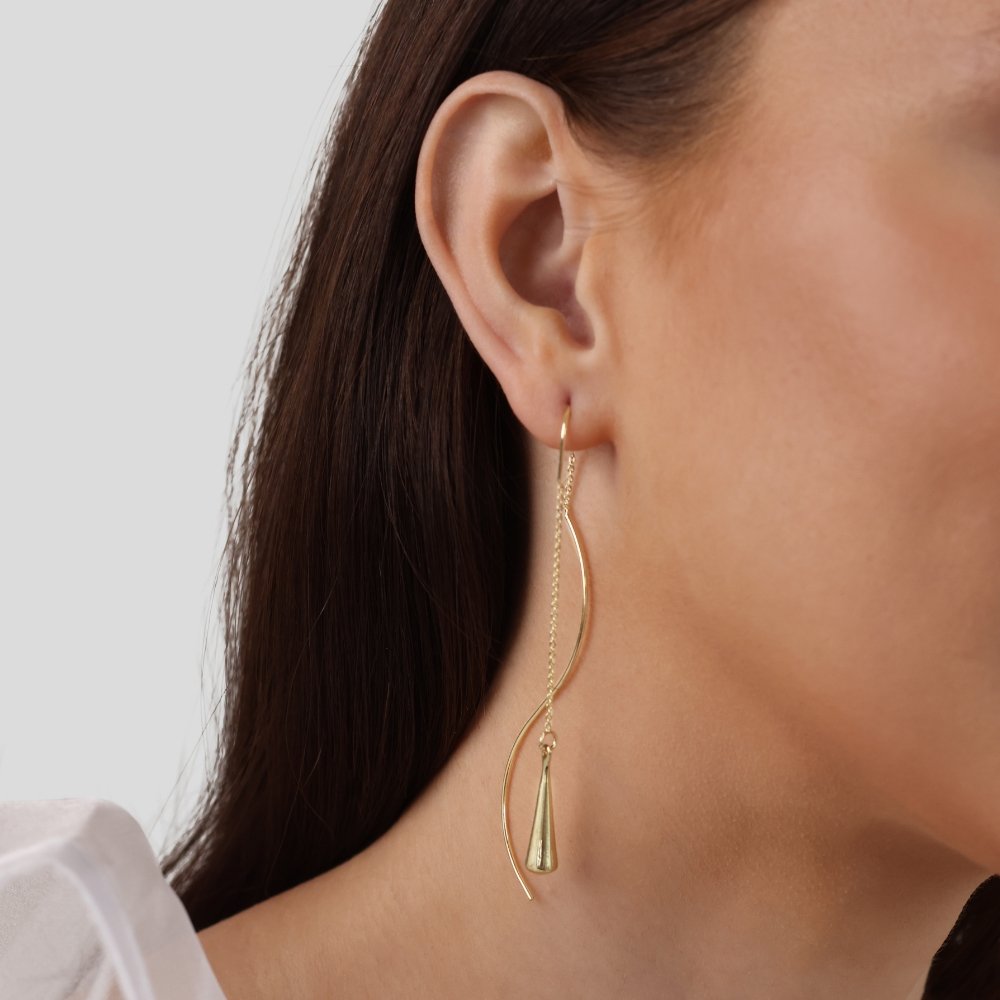 Gouden Teardrop Tassel Oorbellen