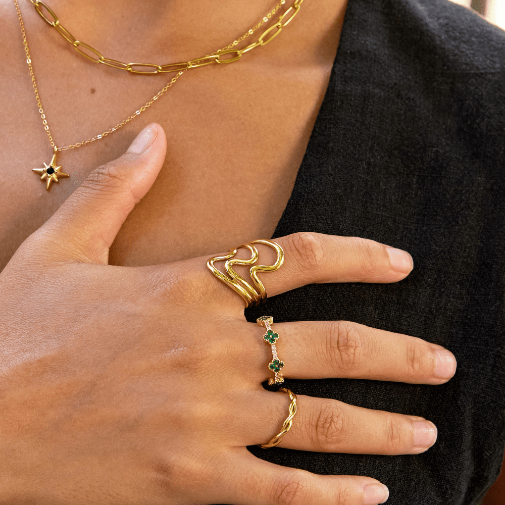 Gouden Waves Wikkel Ring Secundaire afbeelding