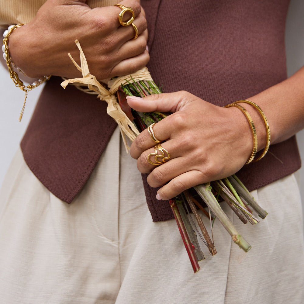 Gouden Waves Wikkel Ring