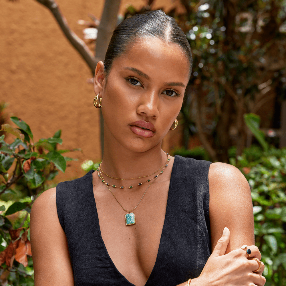 Gouden Green Amazonite Hanger Ketting