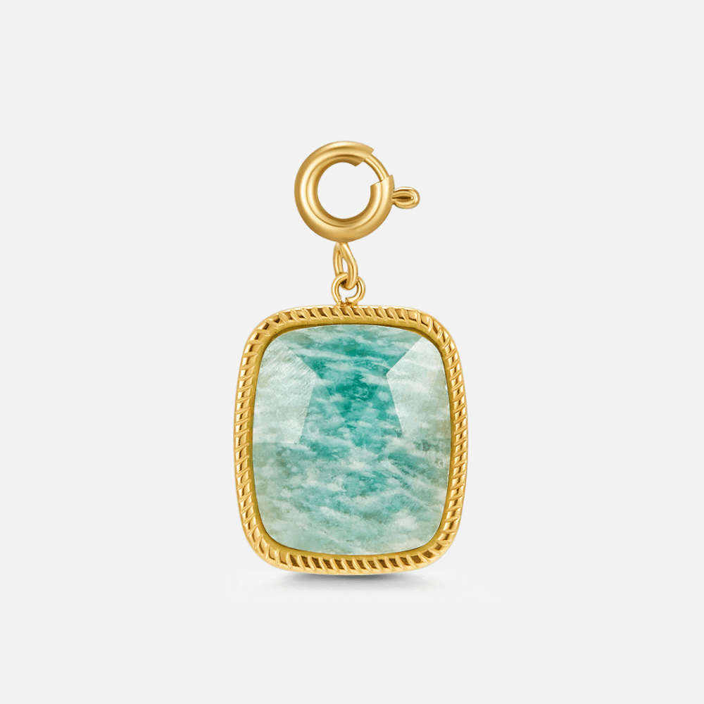 Gouden Green Amazonite Stone Charm