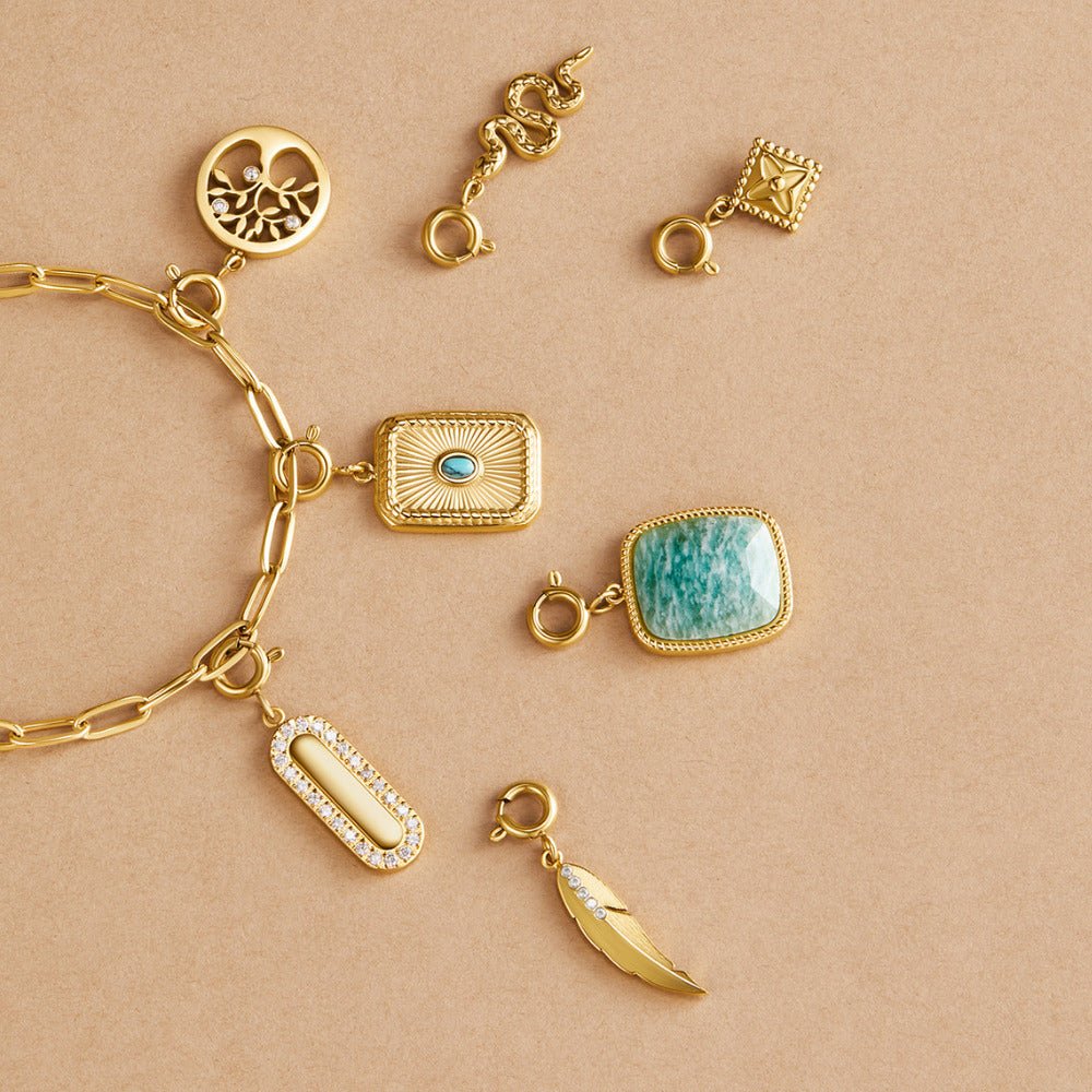 Gouden Green Amazonite Stone Charm