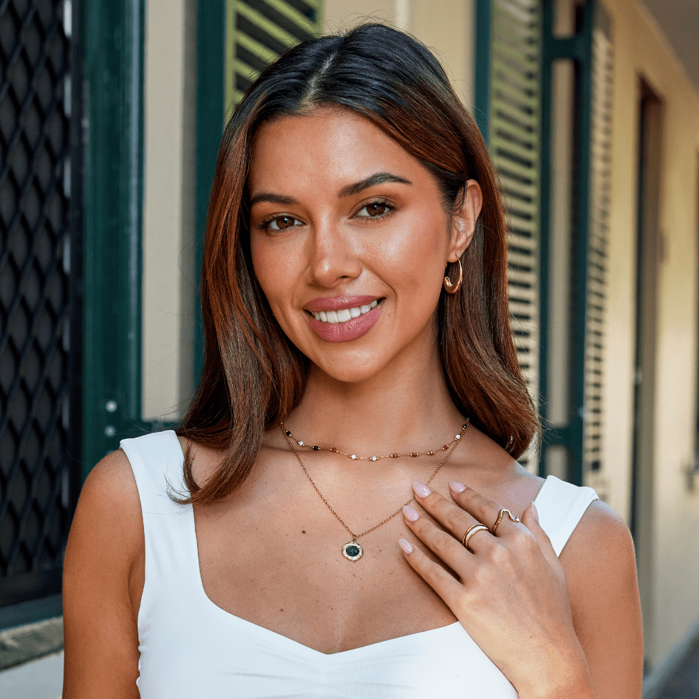 Gouden Green Aventurine Coin Ketting